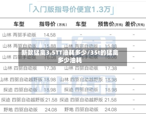 新款猛禽3.5TT油耗多少/35t的猛禽多少油耗