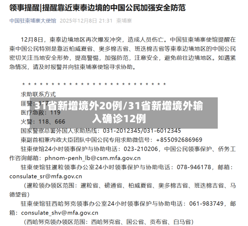31省新增境外20例/31省新增境外输入确诊12例