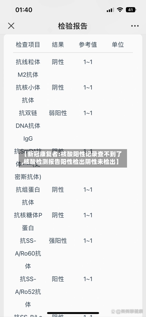 【新冠康复者:核酸阳性记录查不到了,核酸检测报告阳性检出阴性未检出】-第2张图片