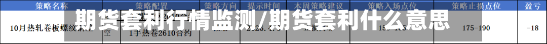 期货套利行情监测/期货套利什么意思