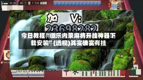 今日教程“微乐内蒙麻将开挂神器下载安装”(透视)其实确实有挂