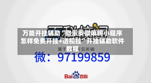 万能开挂辅助“微乐安徽麻将小程序怎样免费开挂+透视挂”开挂辅助软件教程-第2张图片