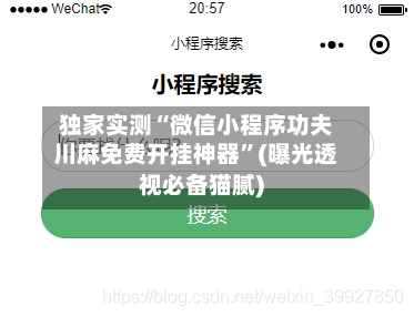 独家实测“微信小程序功夫川麻免费开挂神器”(曝光透视必备猫腻)