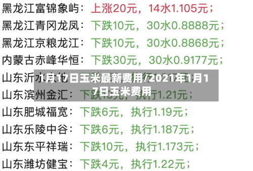 1月17日玉米最新费用/2021年1月17日玉米费用