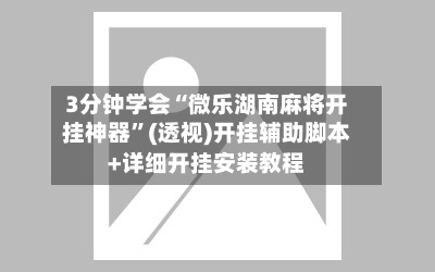 3分钟学会“微乐湖南麻将开挂神器”(透视)开挂辅助脚本+详细开挂安装教程-第3张图片