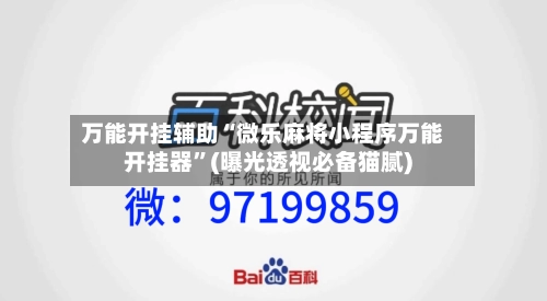 万能开挂辅助“微乐麻将小程序万能开挂器”(曝光透视必备猫腻)
