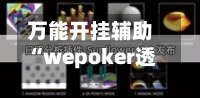 万能开挂辅助“wepoker透视脚本”开挂辅助脚本+详细开挂