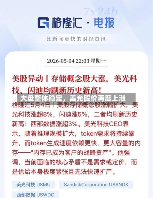 大盘整体稳定	，美光股价再度上涨-第2张图片